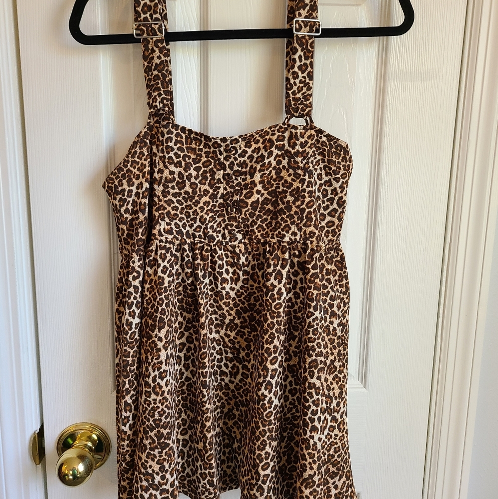 Leopard print babydoll cami blouse